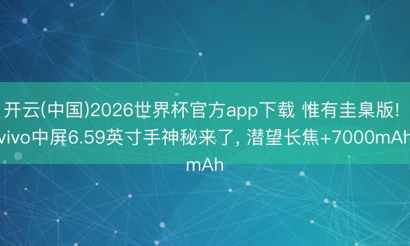开云(中国)2026世界杯官方app下载 惟有圭臬版! vivo中屏6.59英寸手神秘来了， 潜望长焦+7000mAh